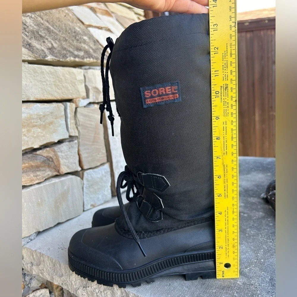 Sorel Kaufman canada black boots Vintage snowcap felt lined & waterproof Sz-6. B